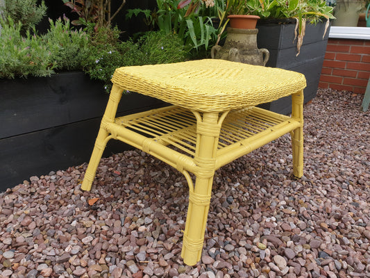 Vintage wicker and bamboo coffee table