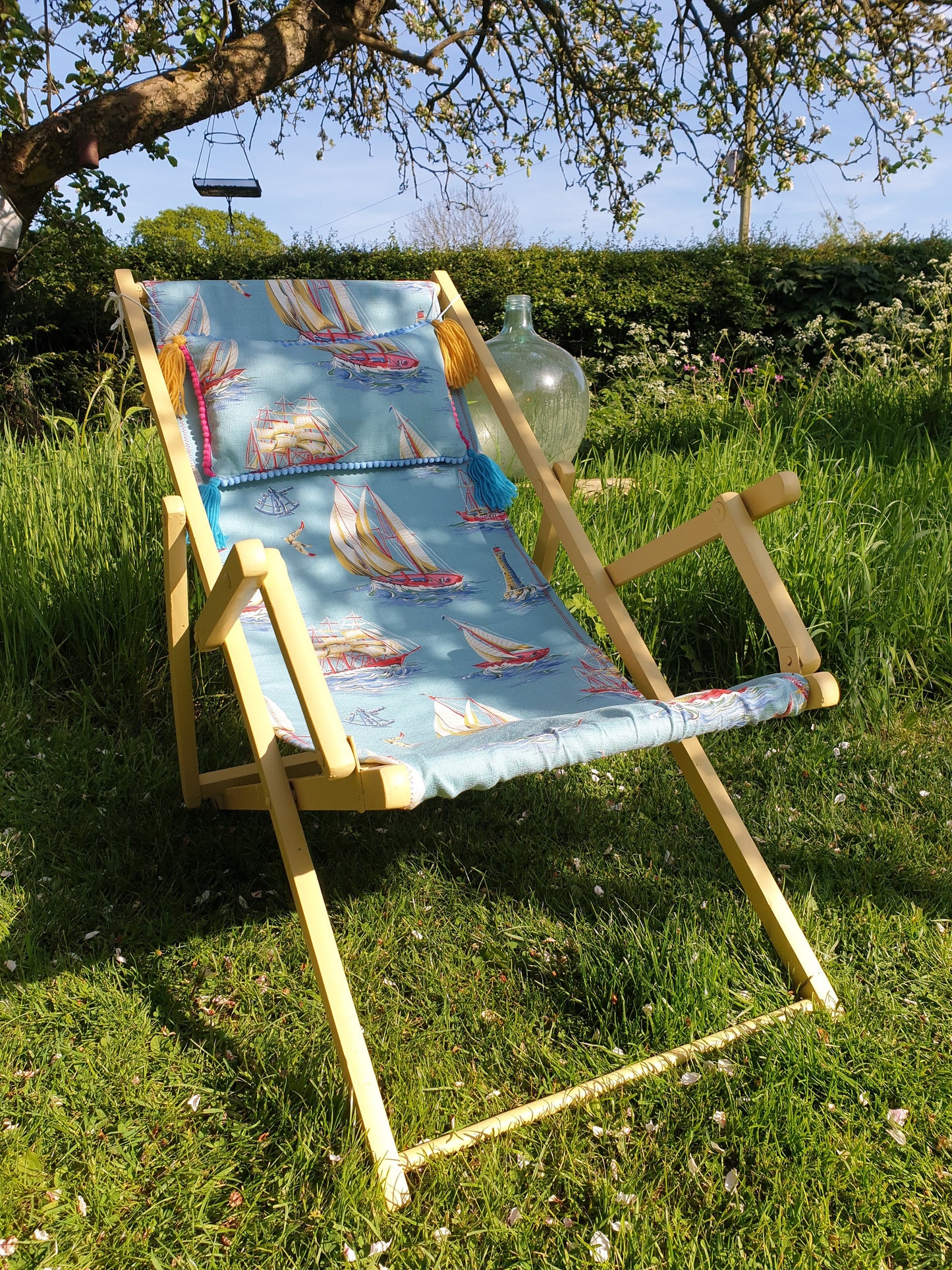 Vintage folding wooden deckchair