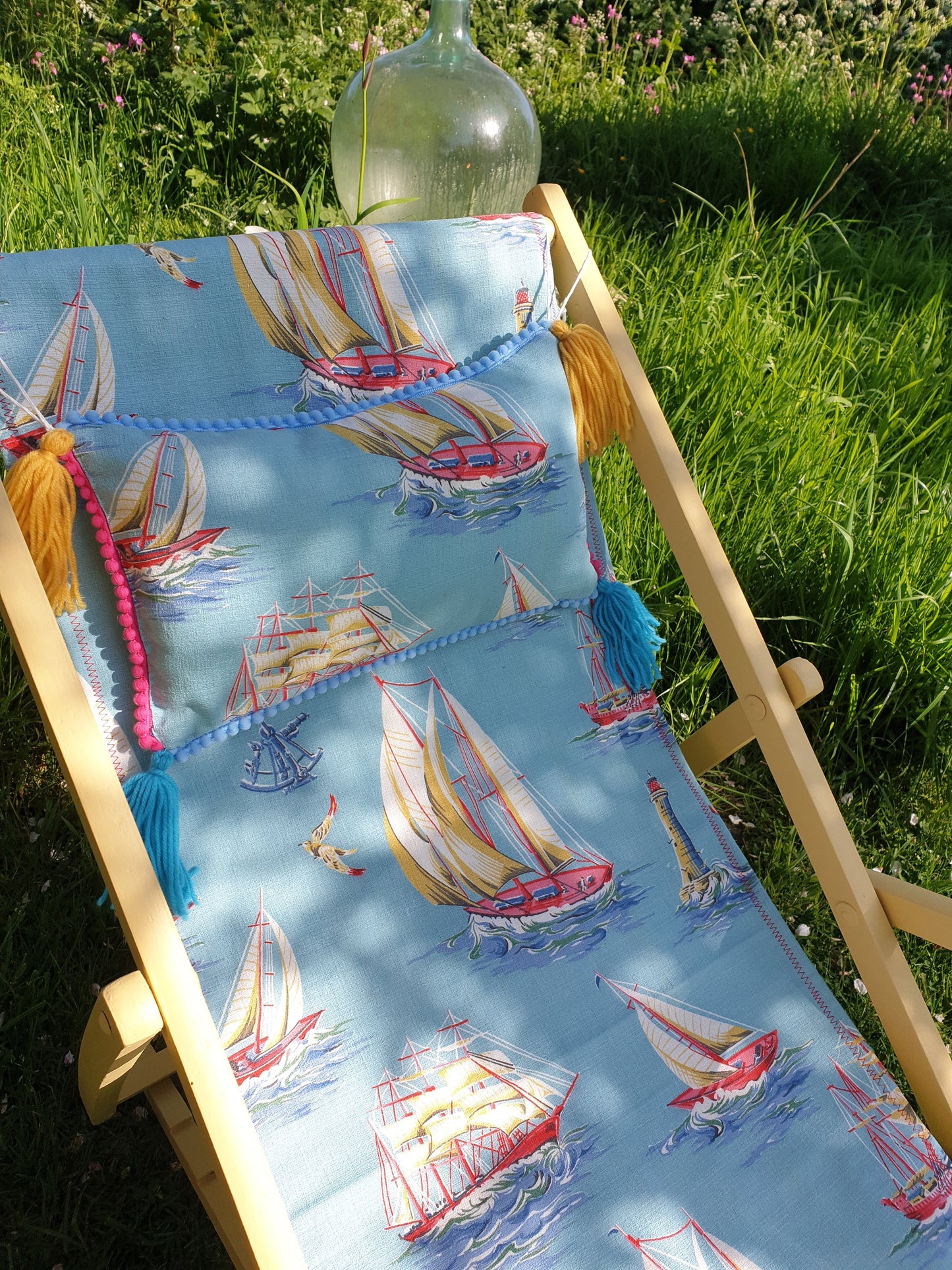 Vintage folding wooden deckchair