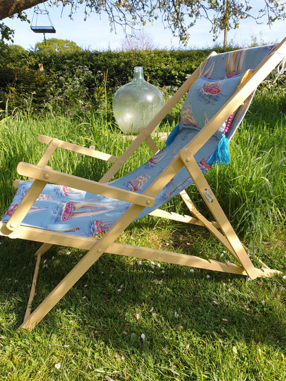 Vintage folding wooden deckchair