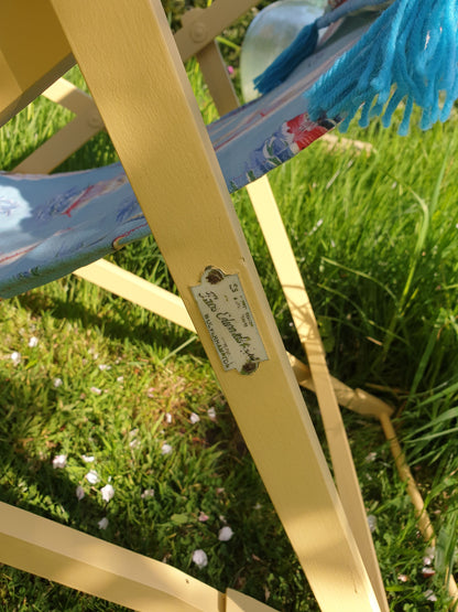 Vintage folding wooden deckchair