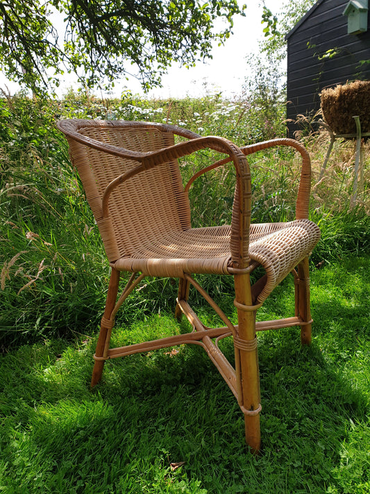 Vintage bamboo and wicker chair