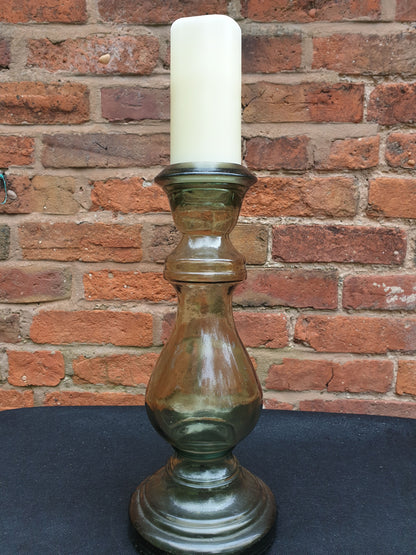 Large pair glass candlesticks/holders