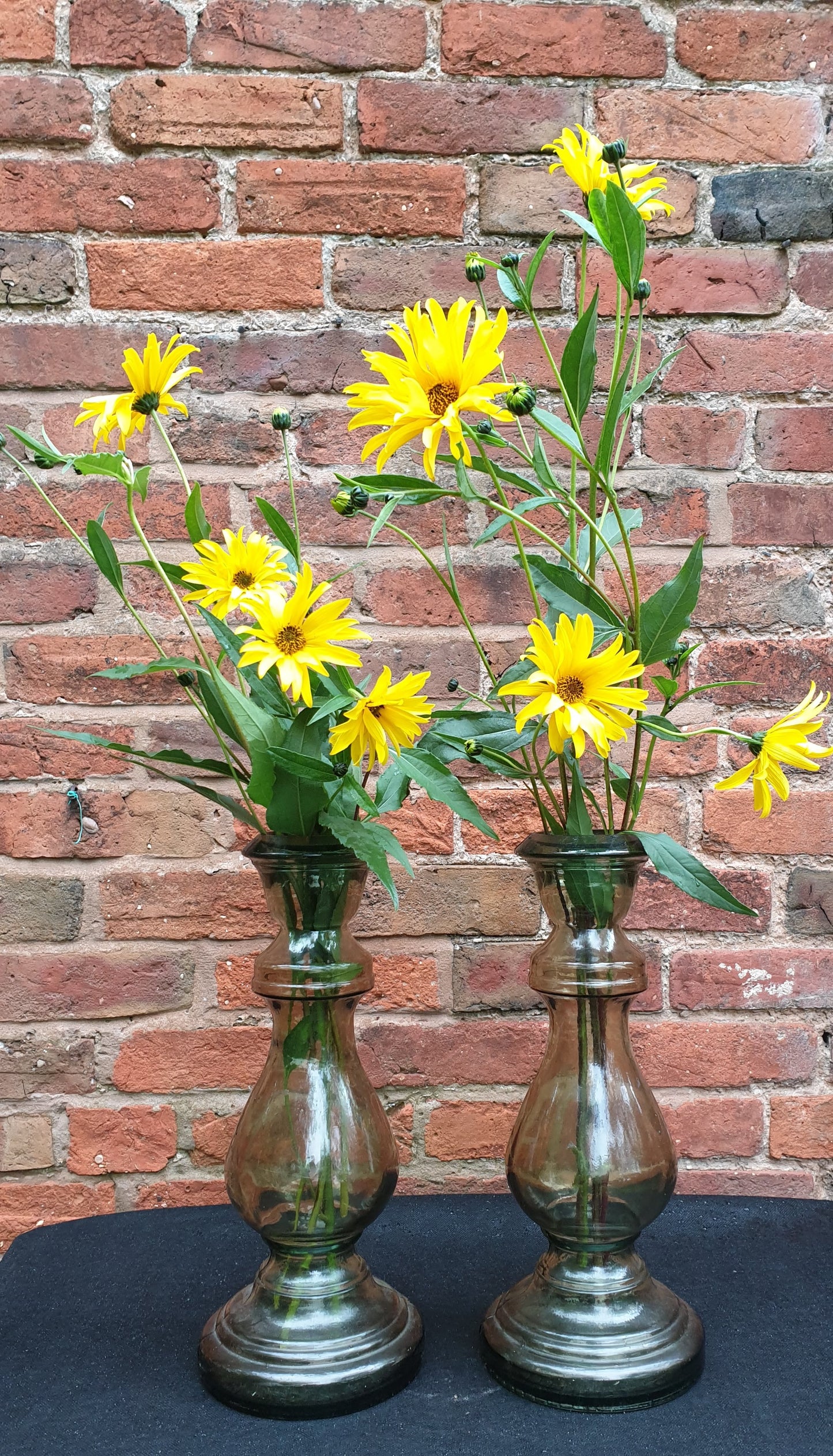 Large pair glass candlesticks/holders