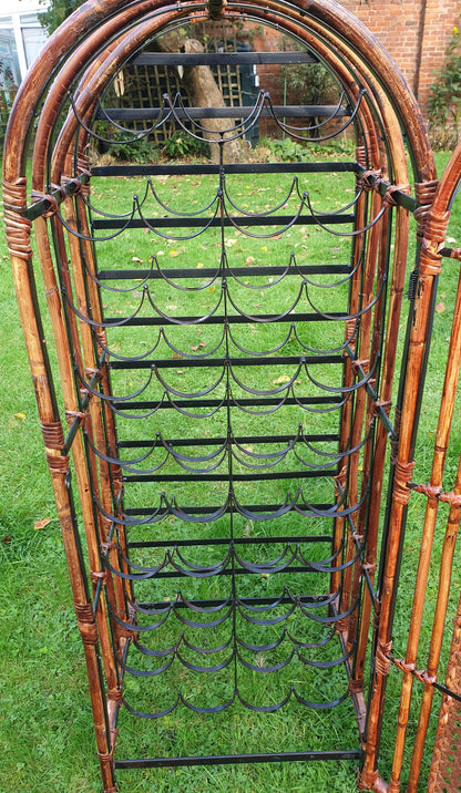 Large bamboo and wicker/rattan wine rack