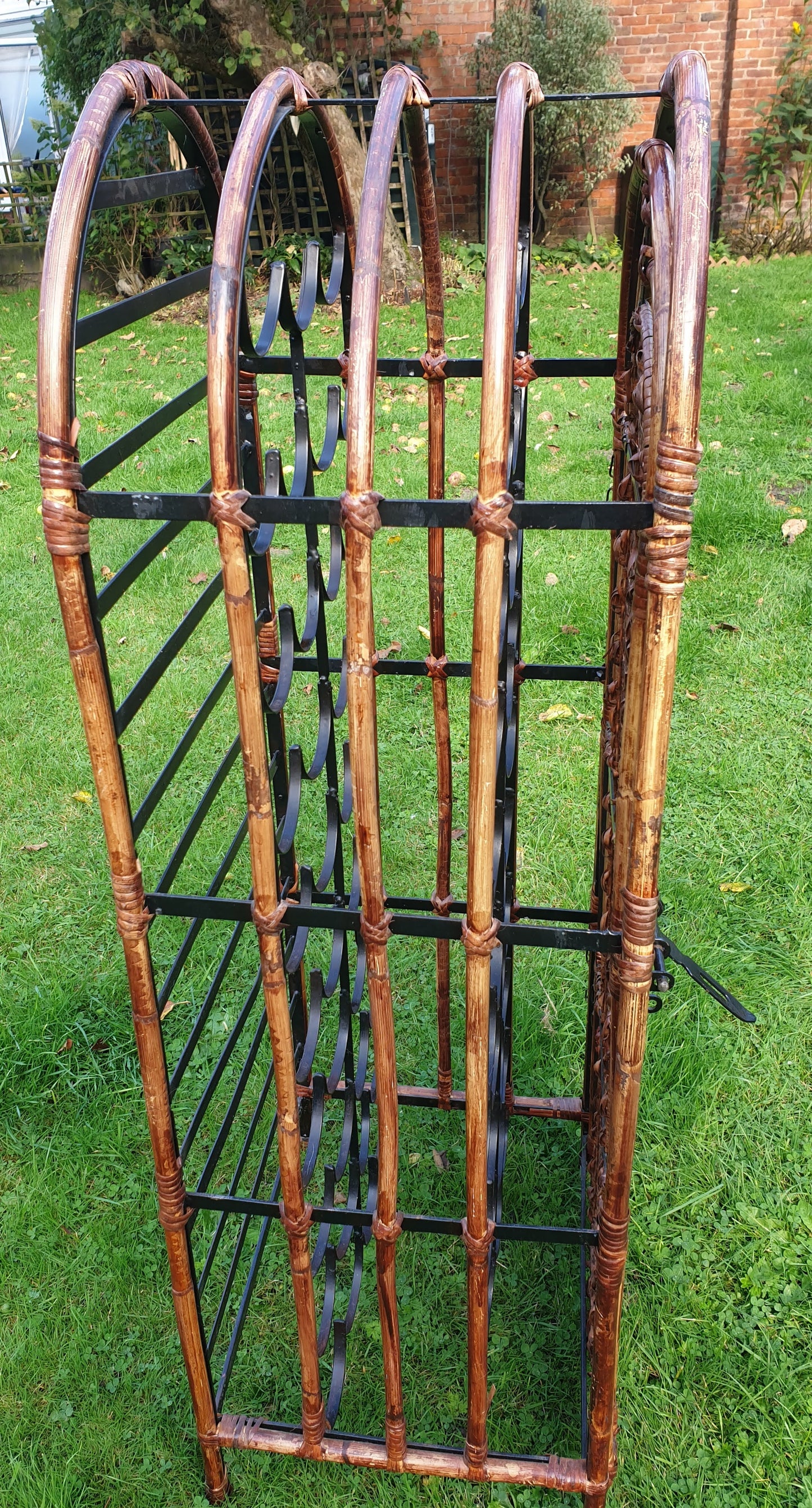 Large bamboo and wicker/rattan wine rack